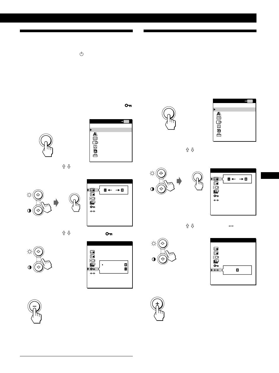 Bloqueo de los controles, Restauración de los ajustes, Personalización del monitor | Sony CPD-M151 User Manual | Page 77 / 104