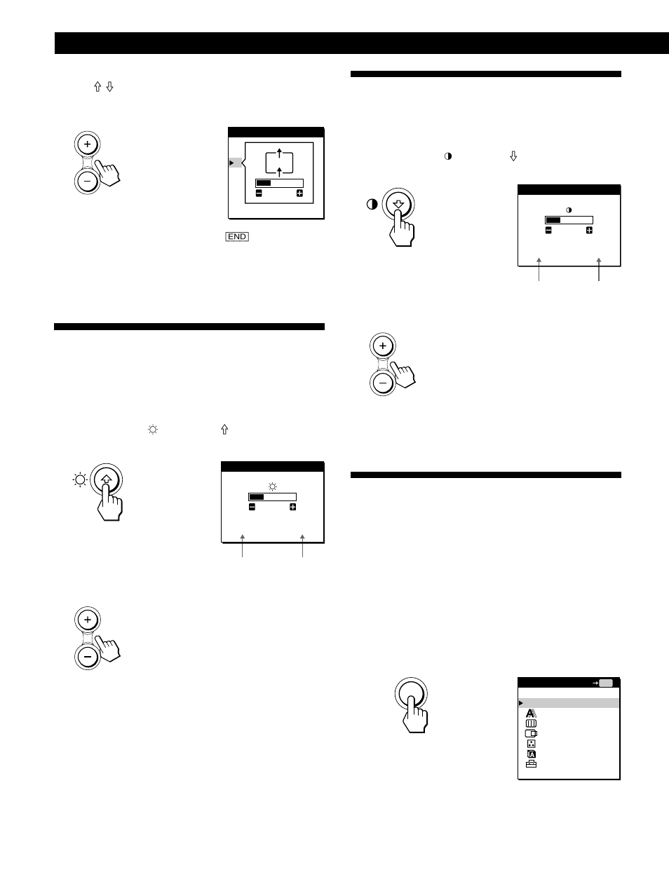 Regolazione della luminosità dell’immagine, Regolazione del contrasto, Modifica o regolazione della temperatura di colore | Personalizzazione del monitor | Sony CPD-M151 User Manual | Page 94 / 104