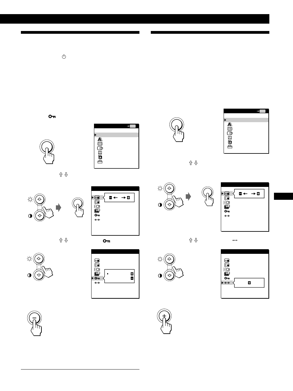 Blocco dei comandi, Reimpostazione delle regolazioni, Personalizzazione del monitor | Sony CPD-M151 User Manual | Page 97 / 104