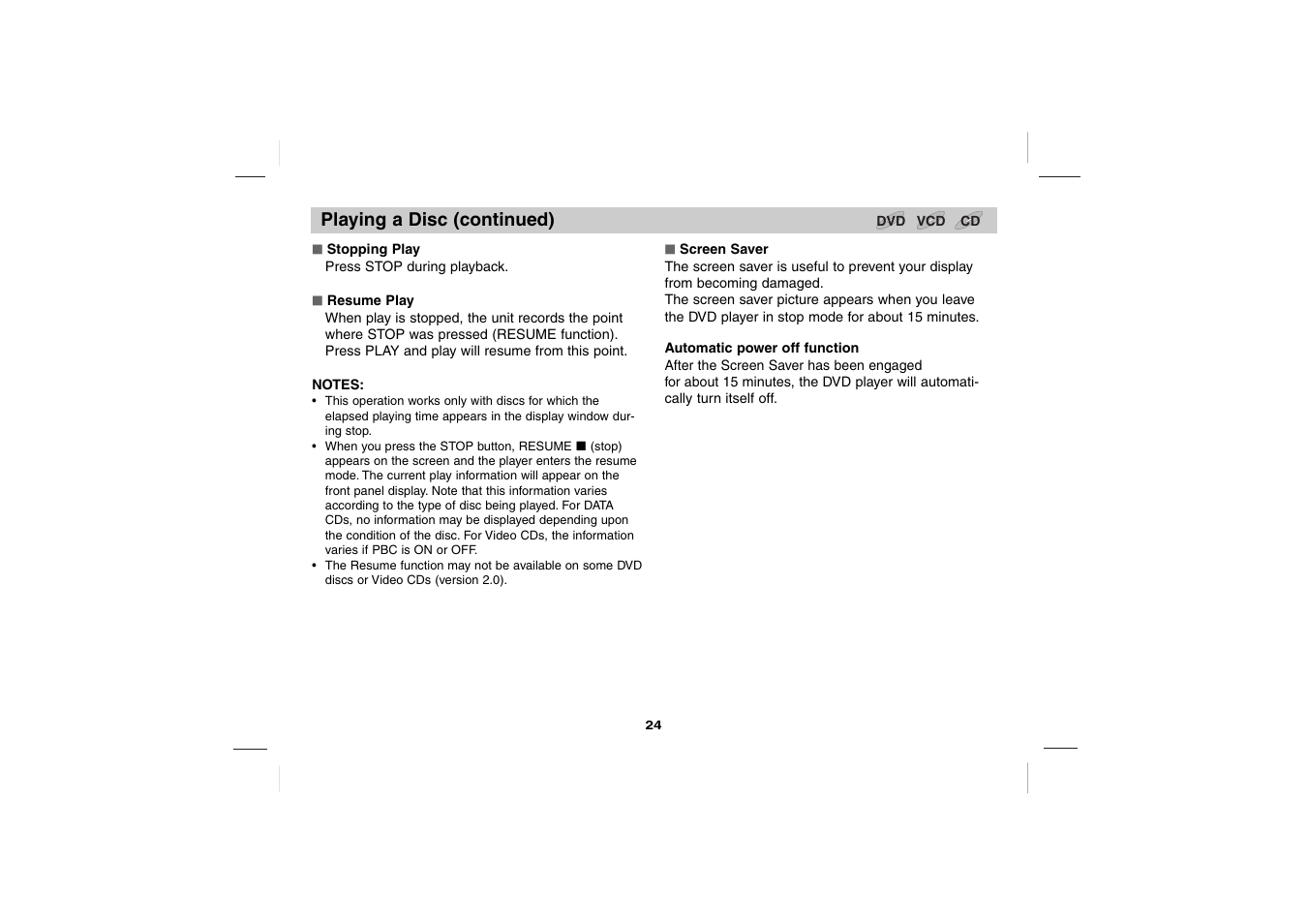 Playing a disc (continued) | Sony DPS5032N User Manual | Page 24 / 69