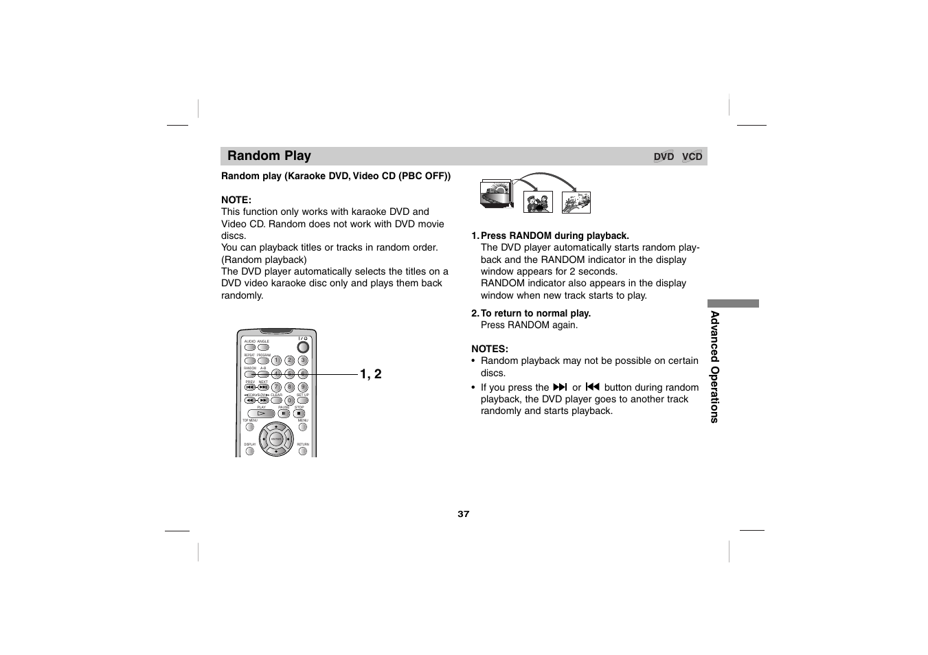 Random play, Ad v anced operations | Sony DPS5032N User Manual | Page 37 / 69