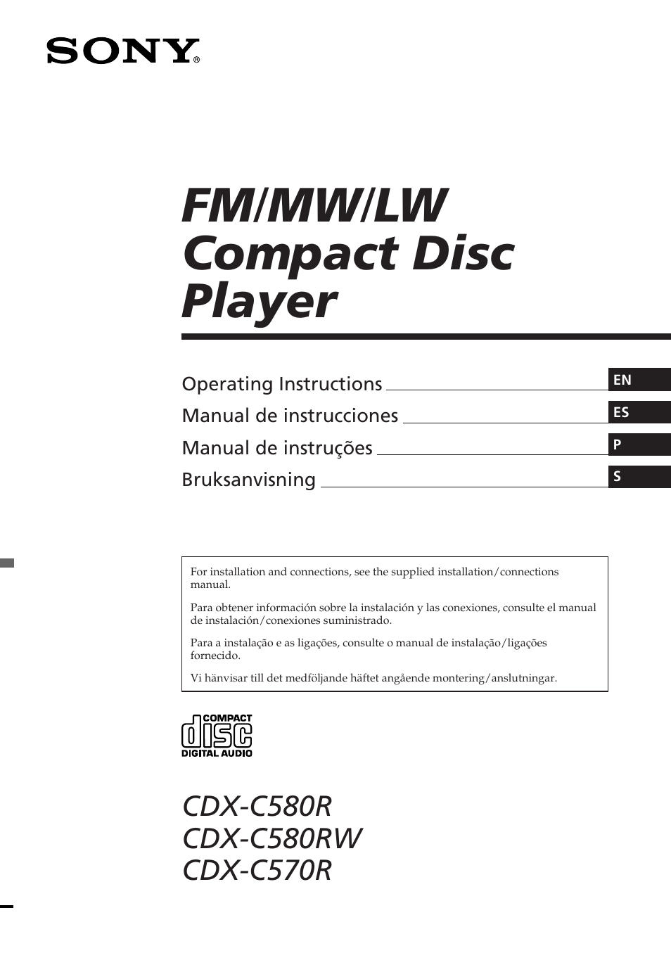 Sony CDX-C580RW User Manual | 124 pages