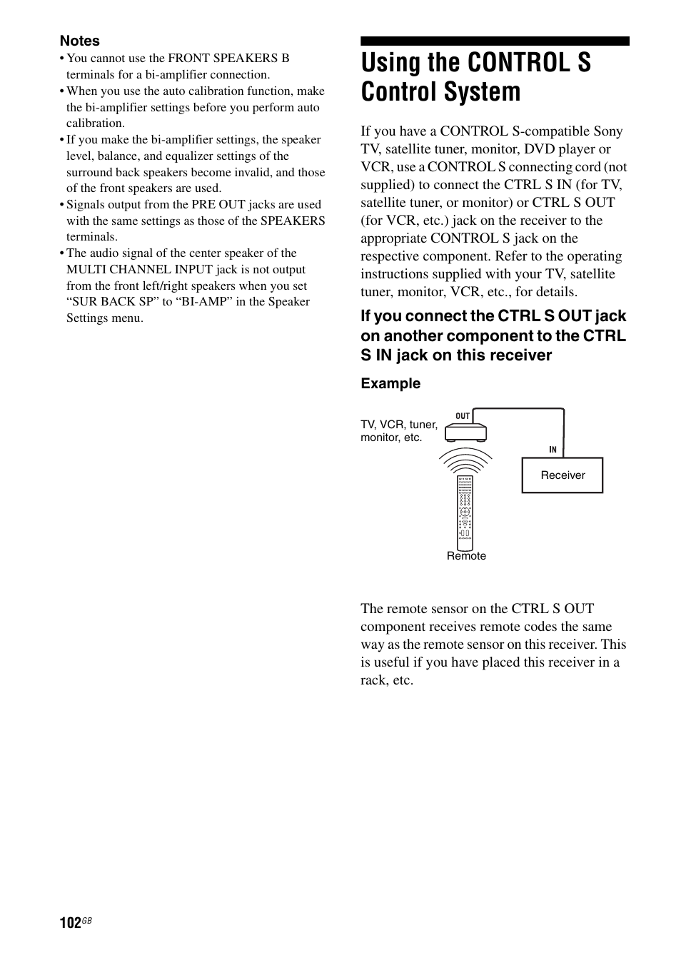 Using the control s control system, Using the control s control, System | E 102 | Sony STR-DA3200ES User Manual | Page 102 / 127