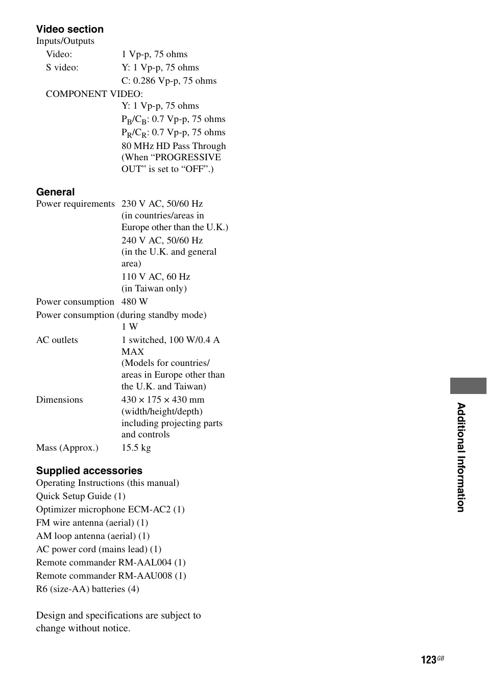 Sony STR-DA3200ES User Manual | Page 123 / 127