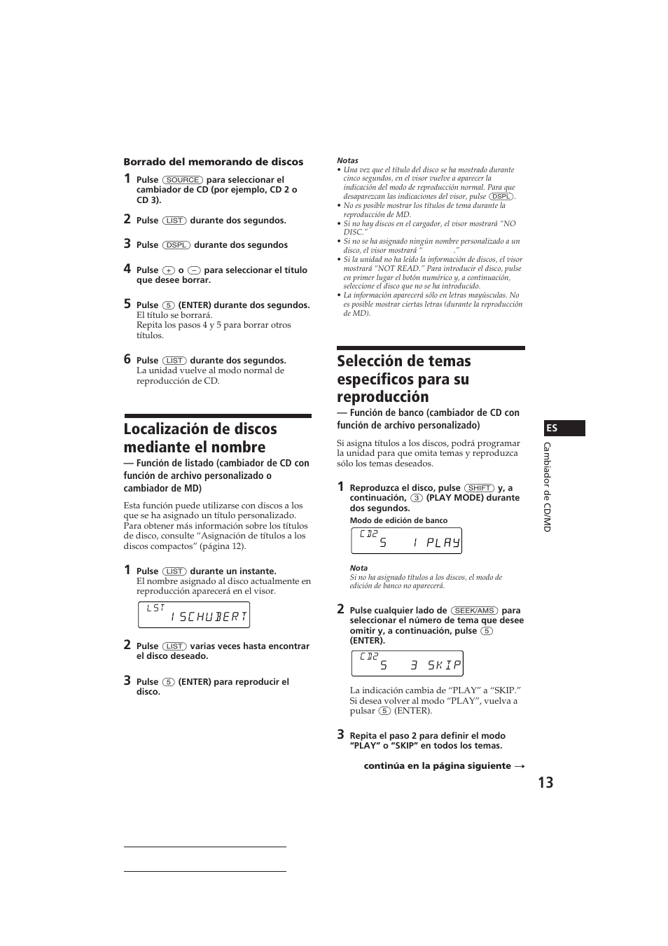 Localización de discos mediante el nombre | Sony CDX-C410 User Manual | Page 33 / 43