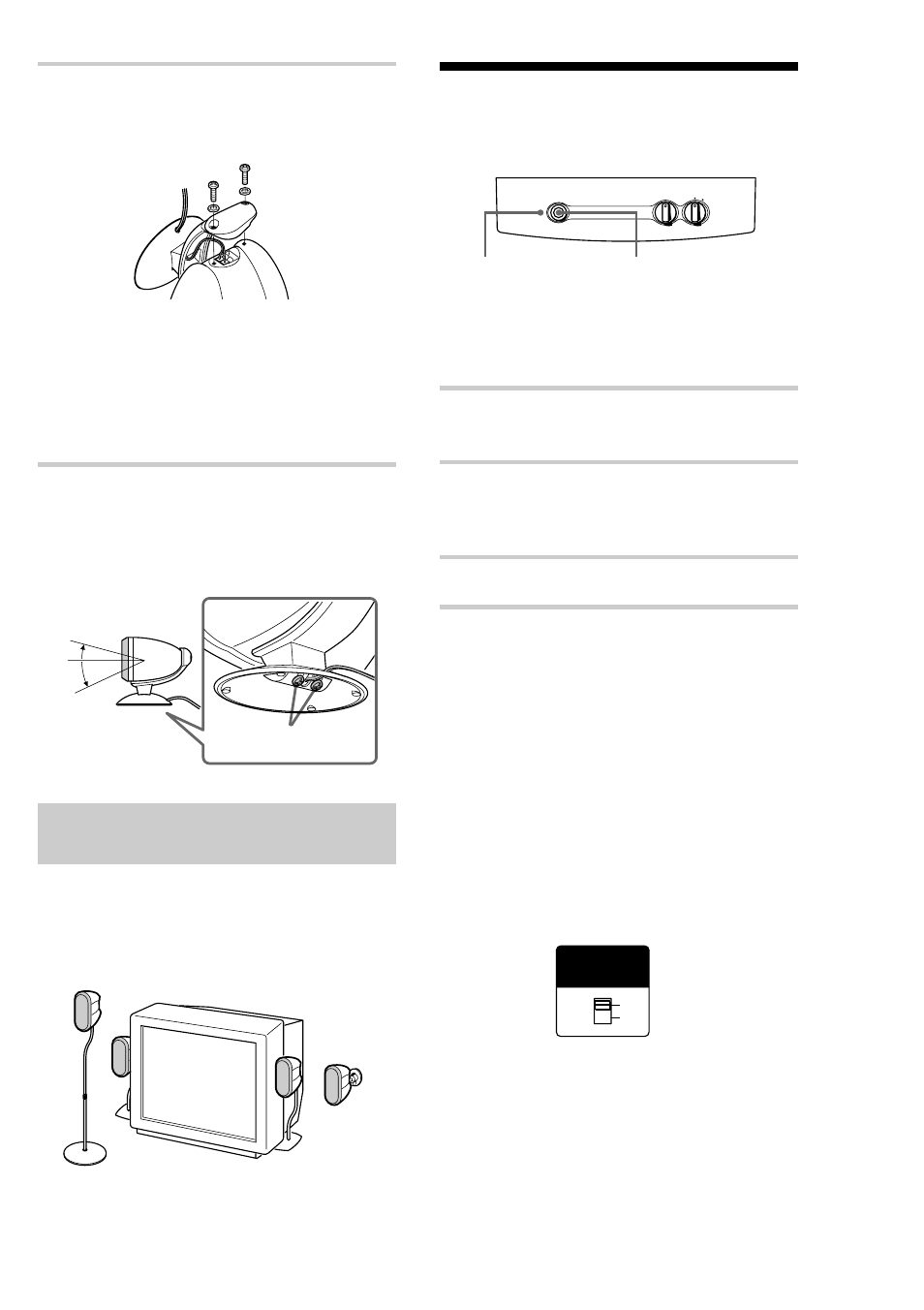 Listening to the sound, The optional speaker stands, Adjust the angle of the speaker stand | Press power on the subwoofer | Sony SA-VE812ED User Manual | Page 9 / 28