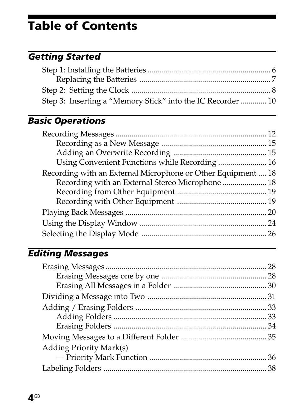 Sony ICD-BM1AVTP User Manual | Page 4 / 80