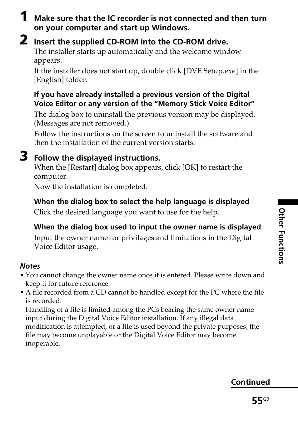 Sony ICD-BM1AVTP User Manual | Page 55 / 80