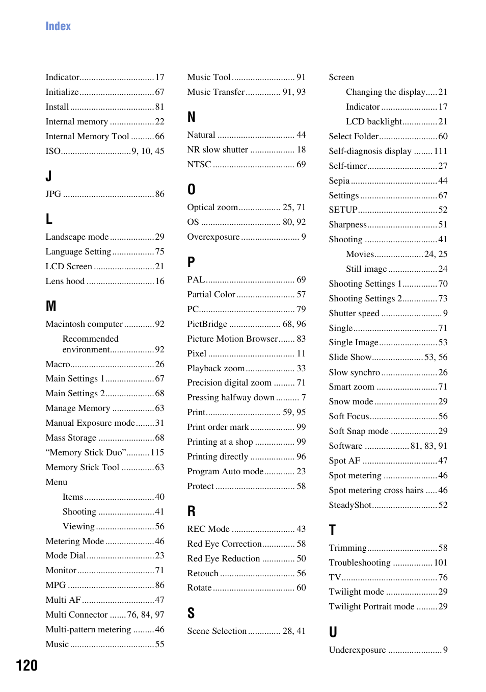 Sony Cyber-shot DSC-H10 User Manual | Page 120 / 123