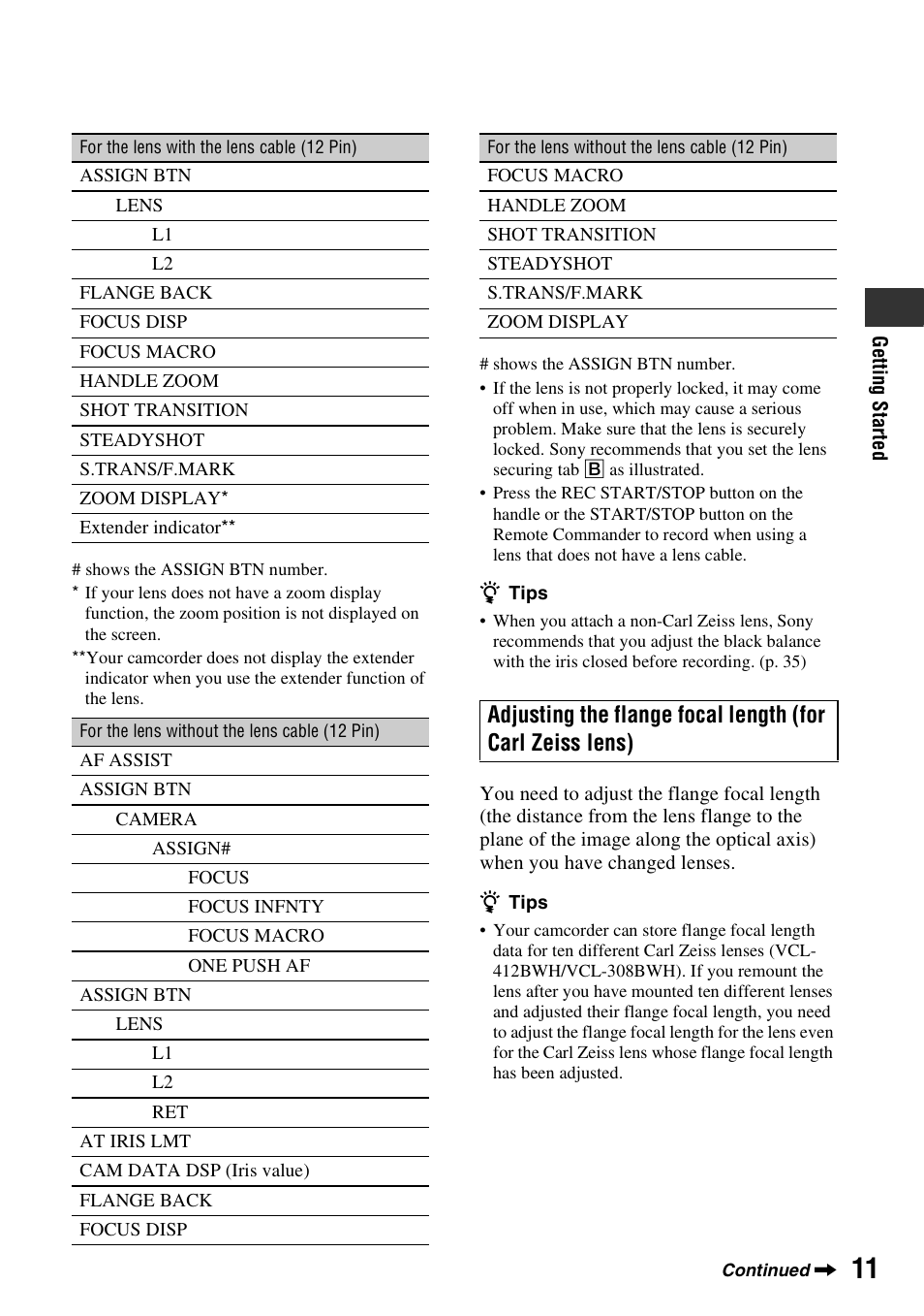 Sony HVR-Z7E User Manual | Page 11 / 146