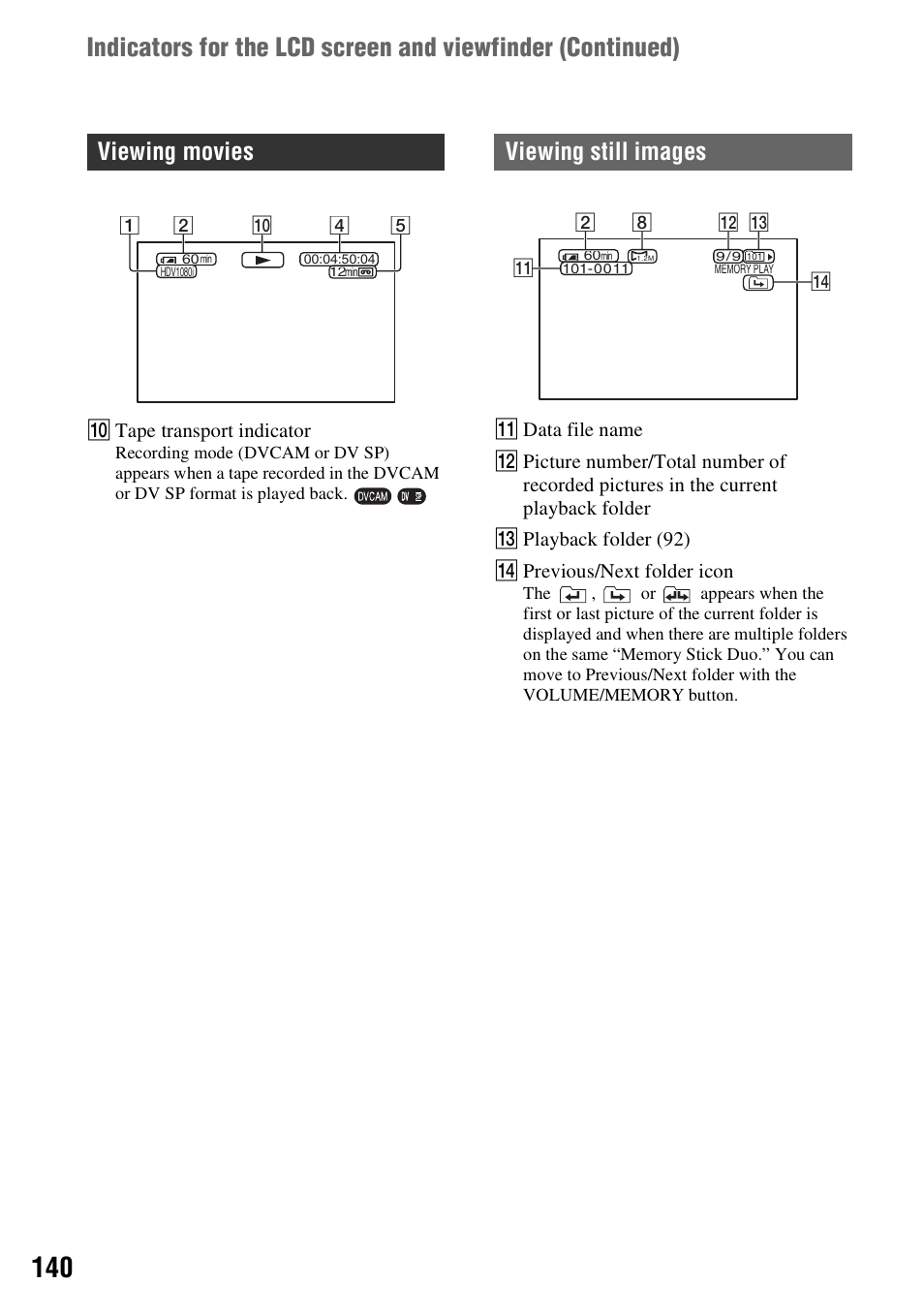Viewing movies, Viewing still images | Sony HVR-Z7E User Manual | Page 140 / 146