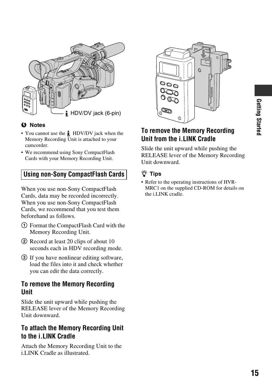 P. 15 | Sony HVR-Z7E User Manual | Page 15 / 146