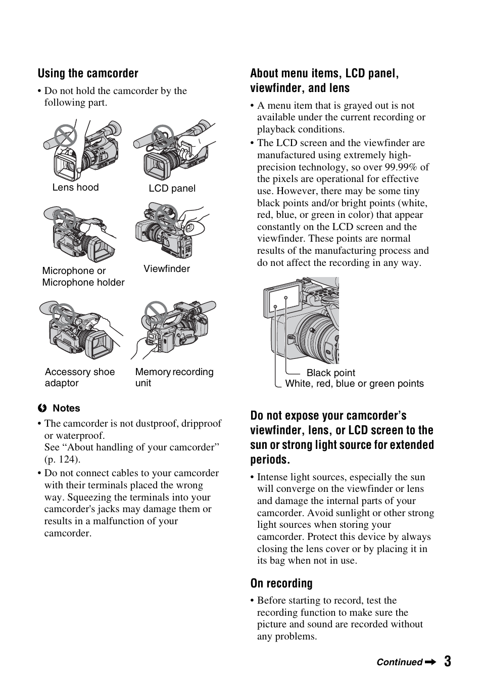 Sony HVR-Z7E User Manual | Page 3 / 146