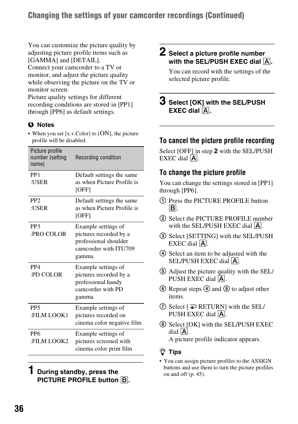 Sony HVR-Z7E User Manual | Page 36 / 146