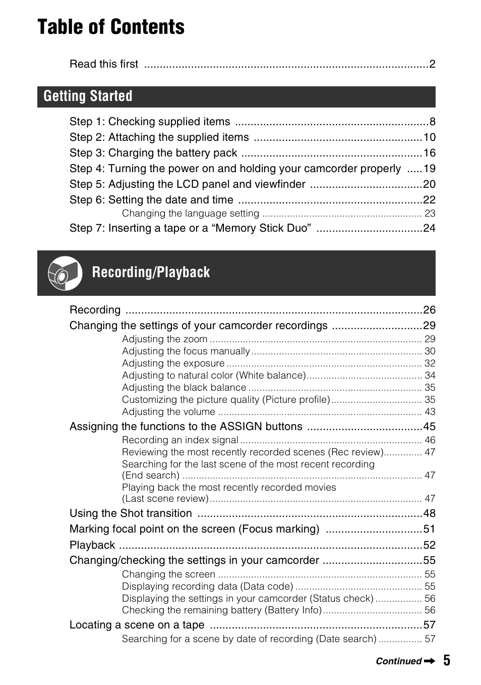 Sony HVR-Z7E User Manual | Page 5 / 146