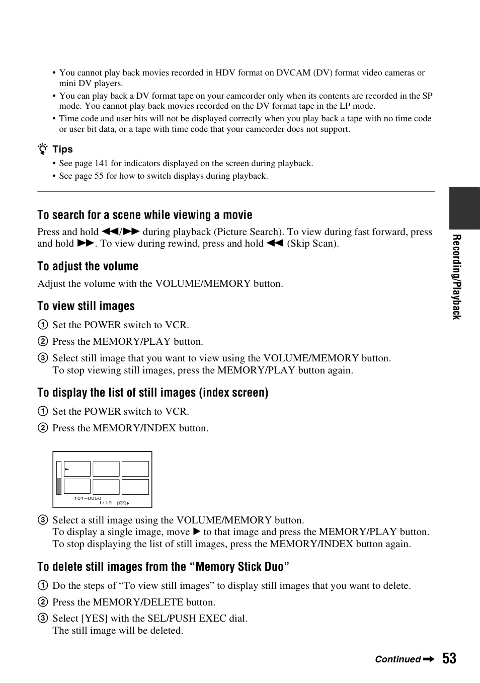 Sony HVR-Z7E User Manual | Page 53 / 146