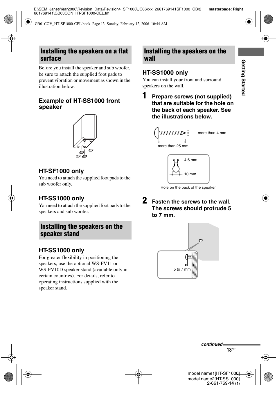 Ht-ss1000 only | Sony HT-SS1000 User Manual | Page 13 / 60