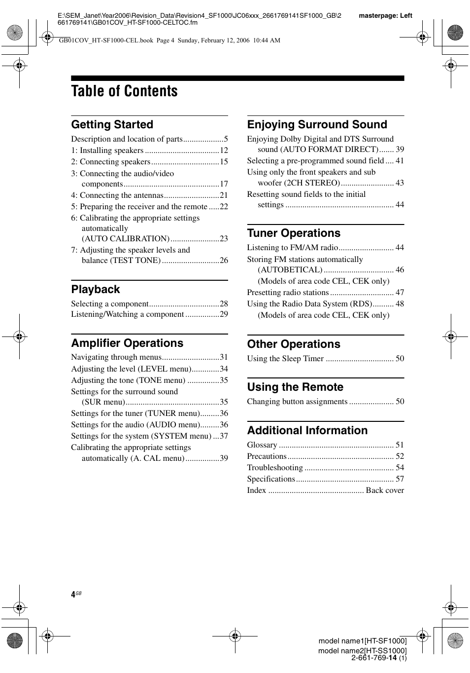 Sony HT-SS1000 User Manual | Page 4 / 60
