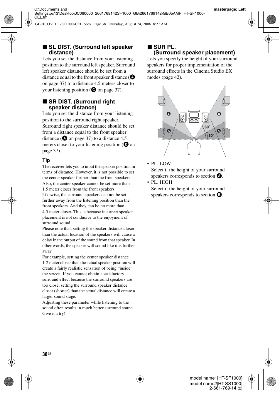 Sony HT-SF1000 User Manual | Page 38 / 60