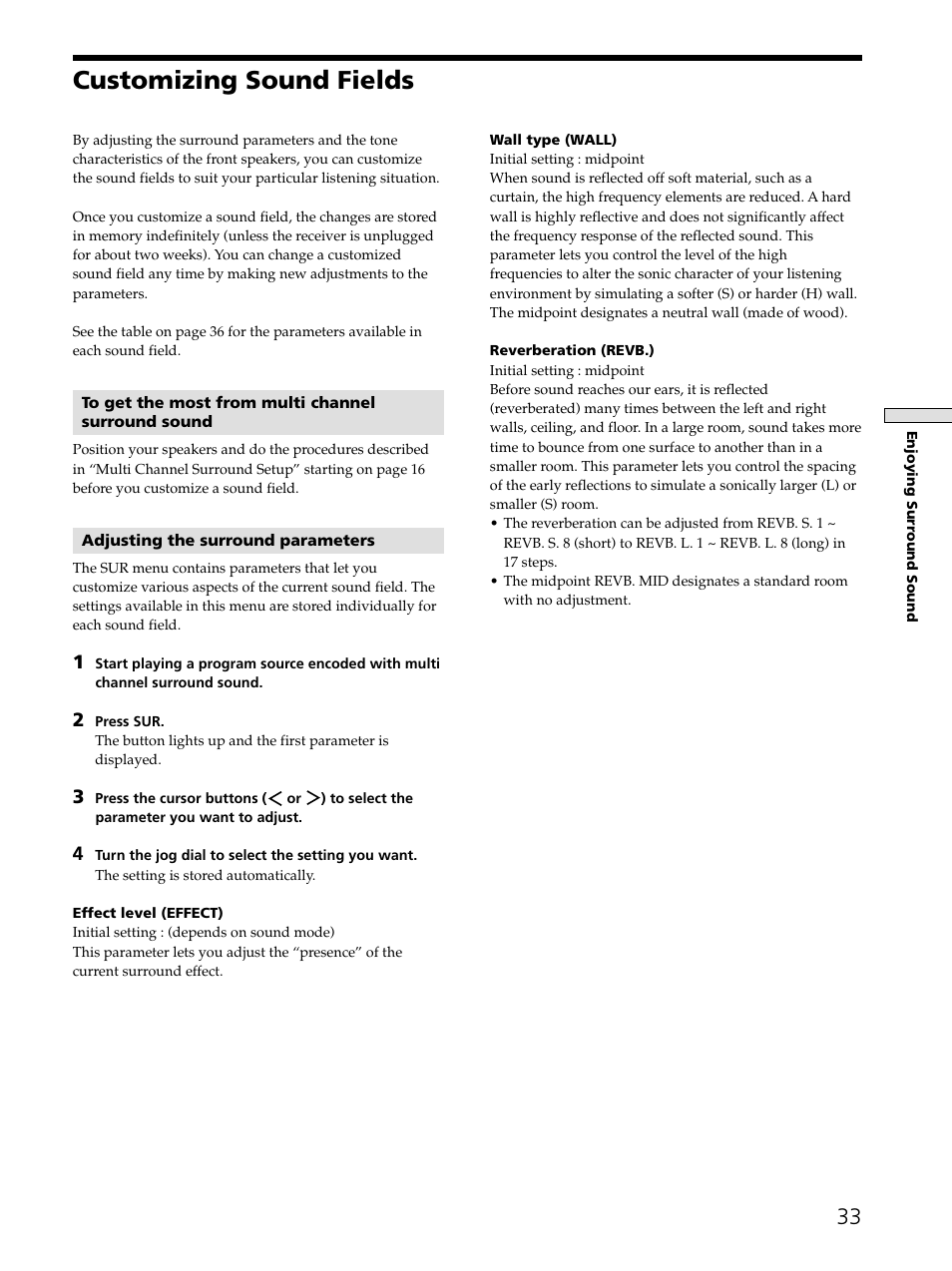 Customizing sound fields | Sony STR-DE545 User Manual | Page 33 / 55