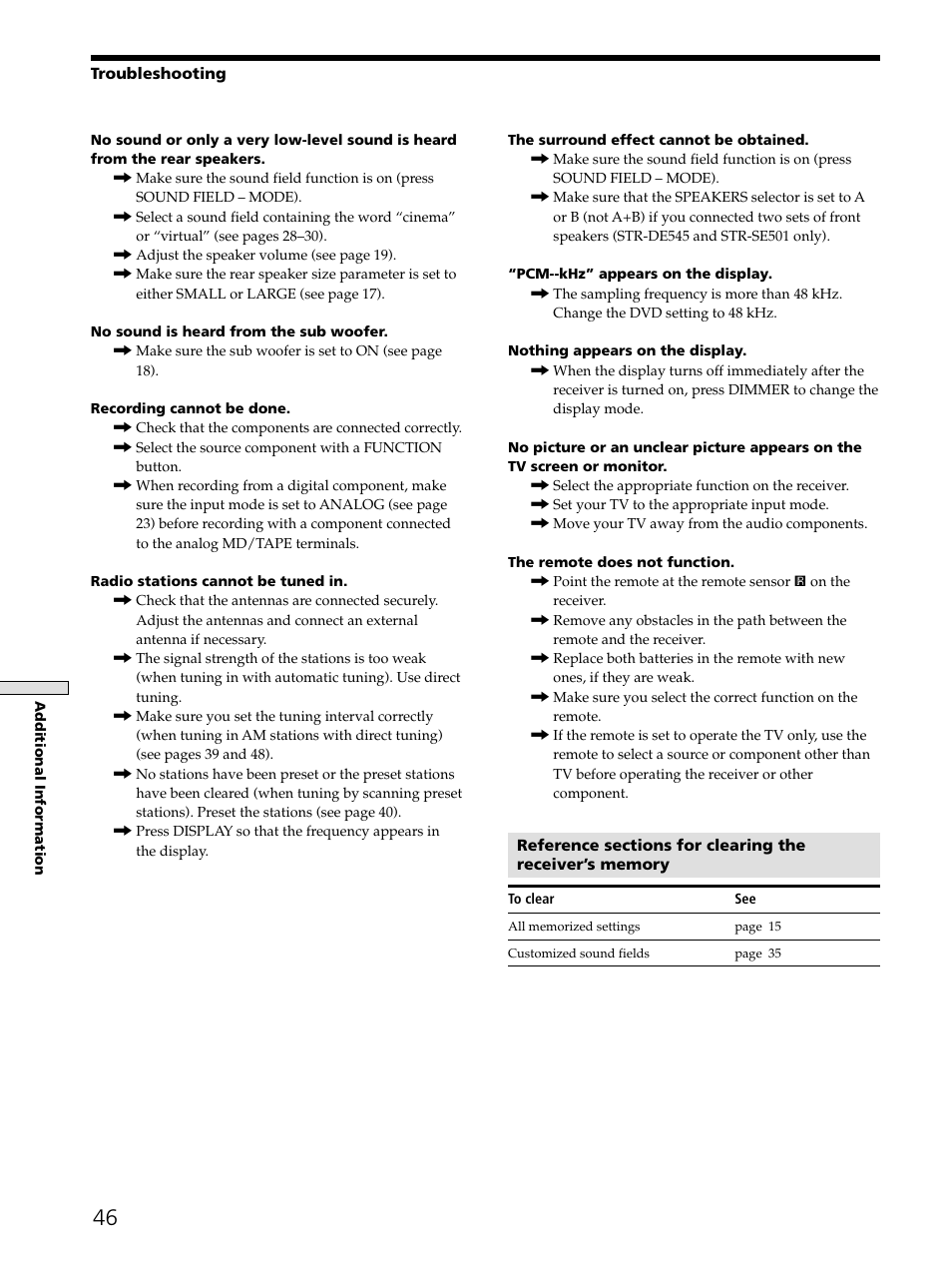 Sony STR-DE545 User Manual | Page 46 / 55