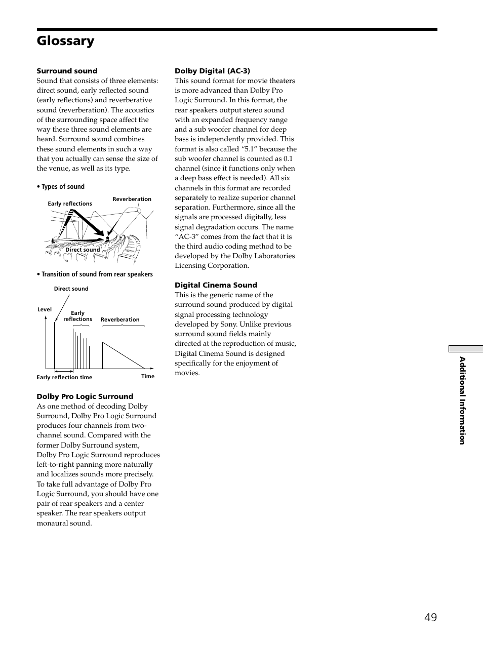 Glossary | Sony STR-DE545 User Manual | Page 49 / 55