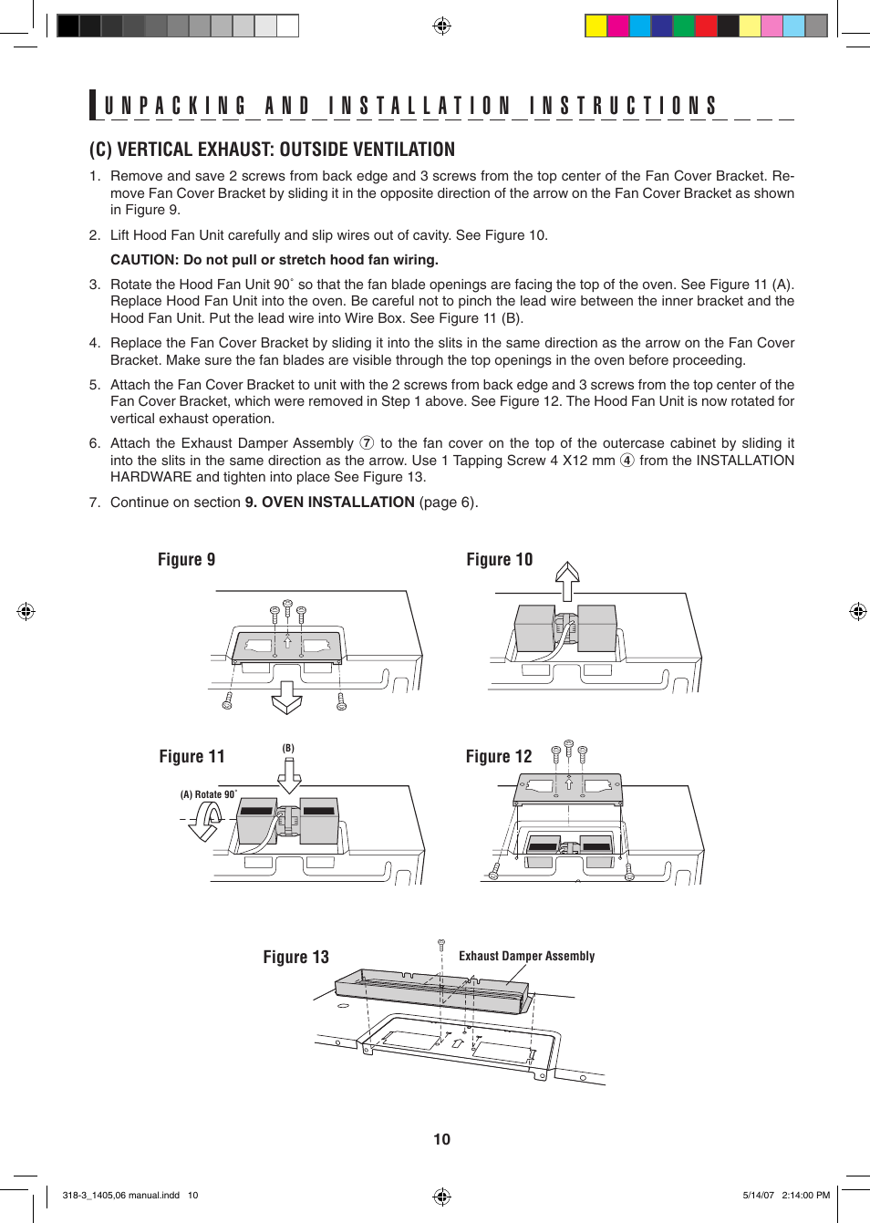 C) vertical exhaust: outside ventilation | Sony CAROUSEL R-1405 User Manual | Page 10 / 32