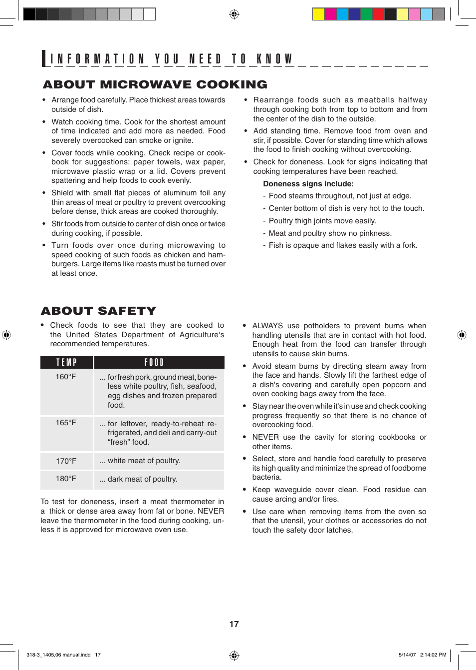 About microwave cooking, About safety | Sony CAROUSEL R-1405 User Manual | Page 17 / 32