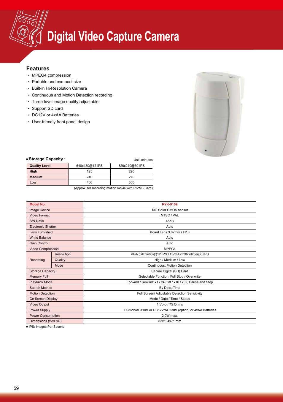 Digital video capture camera, Features | Sony RYK-AF302A User Manual | Page 59 / 72