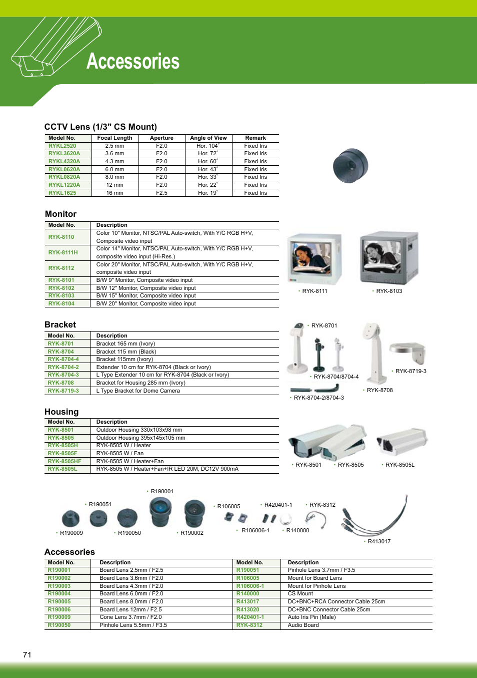 Accessories | Sony RYK-AF302A User Manual | Page 71 / 72