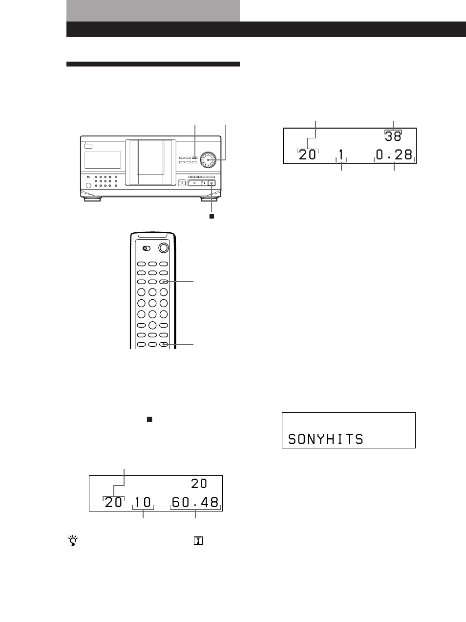 Using the display, Playing cds, Display information while playing a disc | Checking the information of cd text discs | Sony CDP-CX220 User Manual | Page 12 / 96