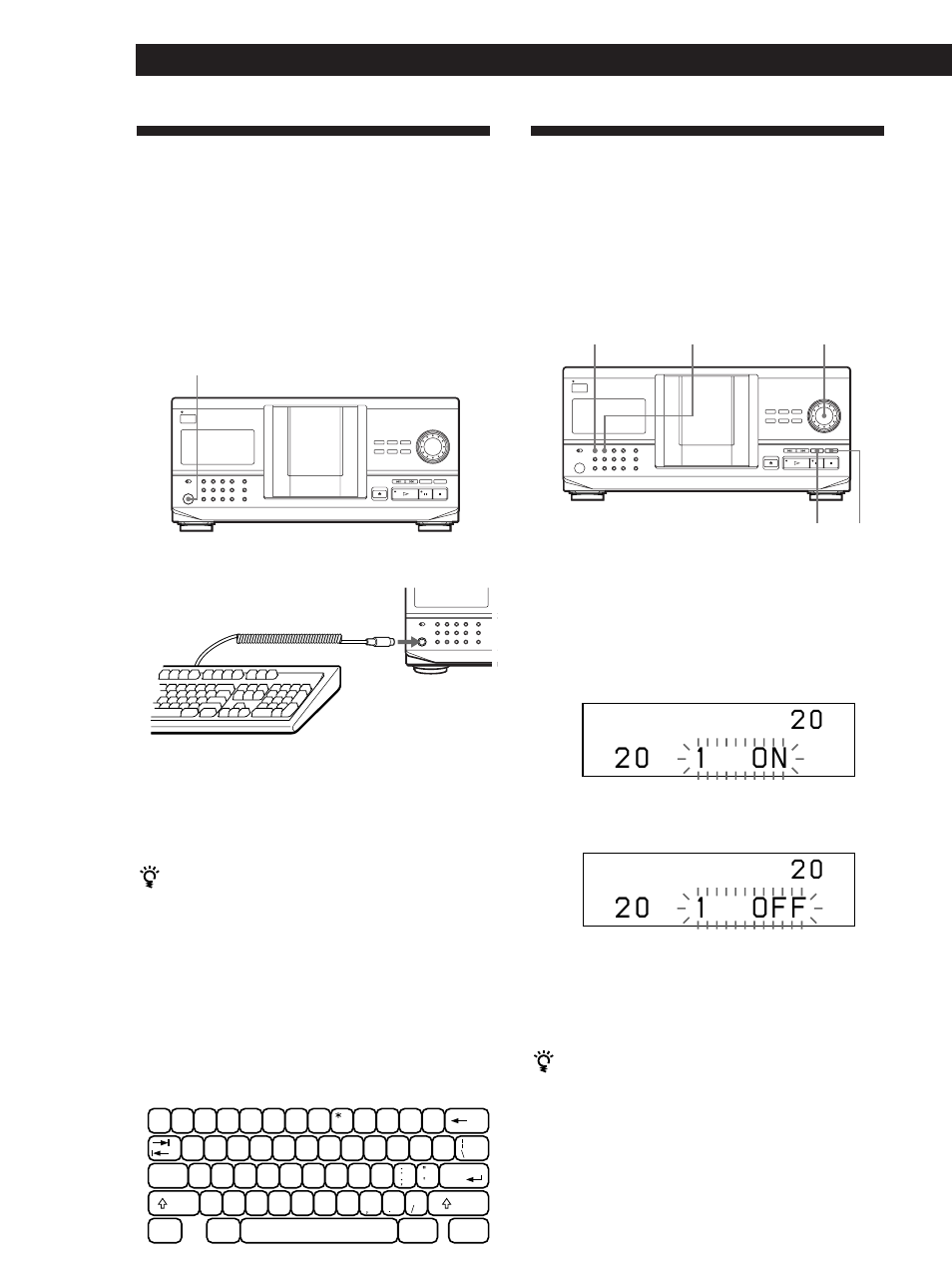 2 0 1 o f f, 2 0 1 o n | Sony CDP-CX220 User Manual | Page 58 / 96