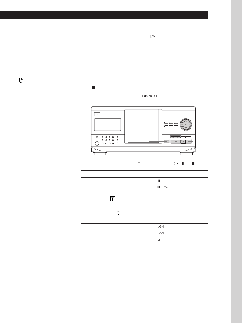 Operaciones básicas, Para detener la reproducción, Pulse p | Para, Es necesario, Al desactivar el reproductor | Sony CDP-CX220 User Manual | Page 75 / 96