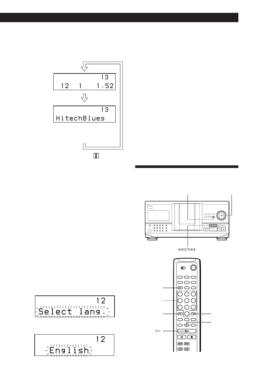 Localización de un disco específico, Selección del idioma de la información de cd text | Sony CDP-CX220 User Manual | Page 77 / 96