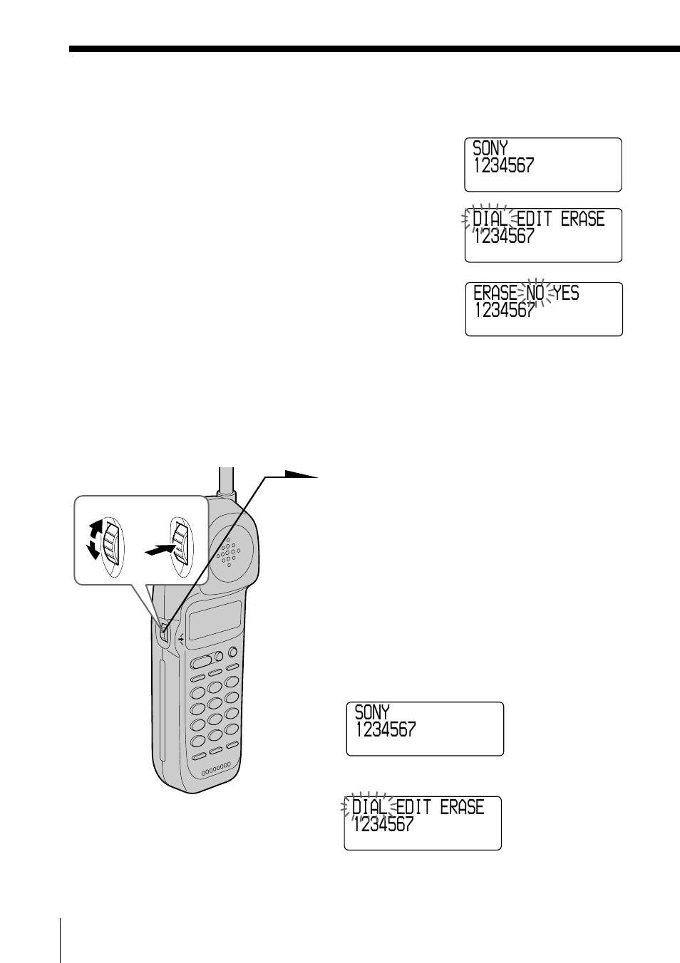 Erasing a memory location, Making calls from the phone directory | Sony SPP-A985 User Manual | Page 38 / 80