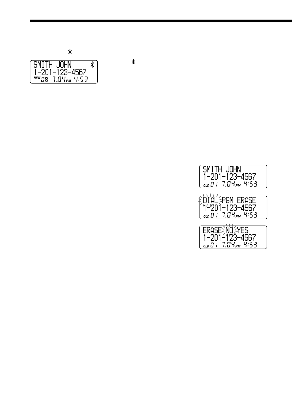 Erasing data from the caller id list | Sony SPP-A985 User Manual | Page 62 / 80