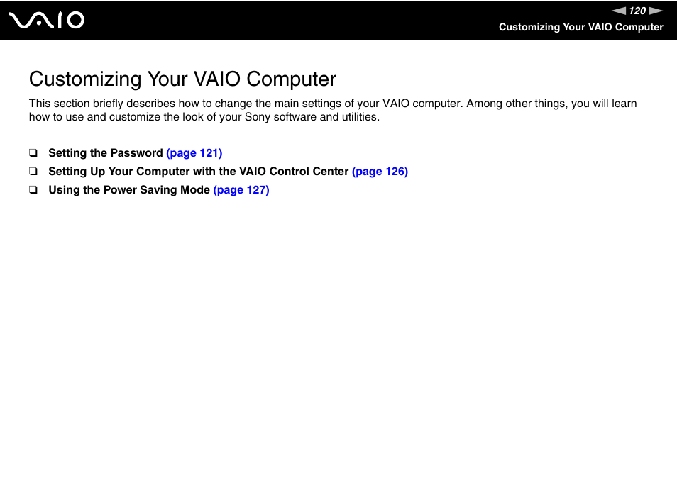 Customizing your vaio computer | Sony VAIO VGC-LV200 User Manual | Page 120 / 206