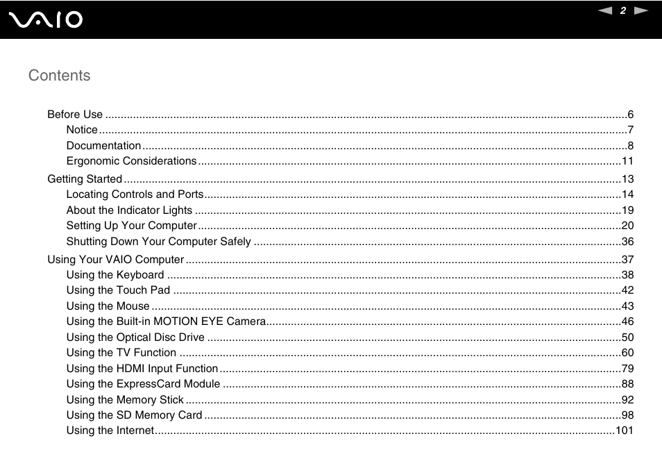 Sony VAIO VGC-LV200 User Manual | Page 2 / 206