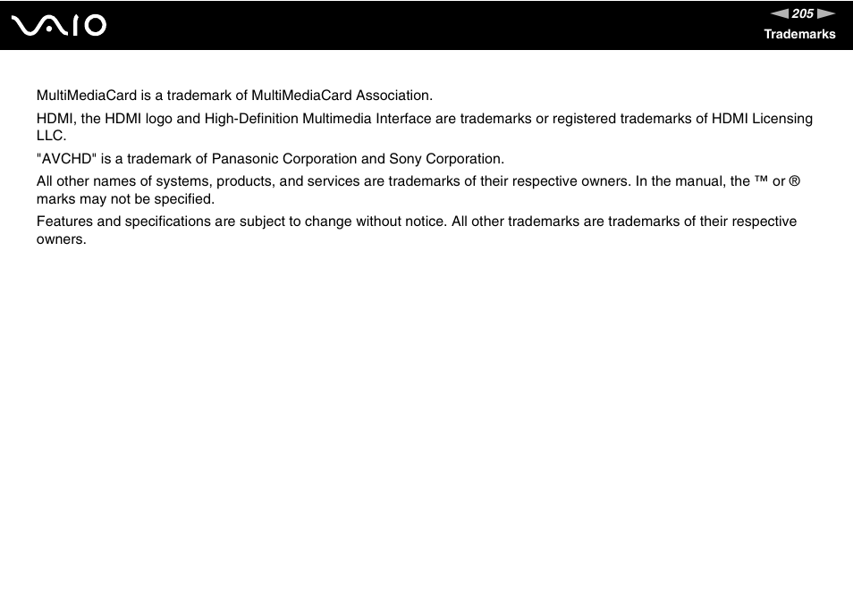 Sony VAIO VGC-LV200 User Manual | Page 205 / 206