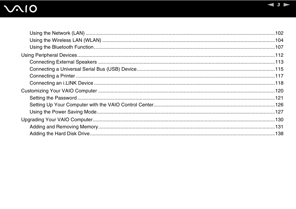Sony VAIO VGC-LV200 User Manual | Page 3 / 206