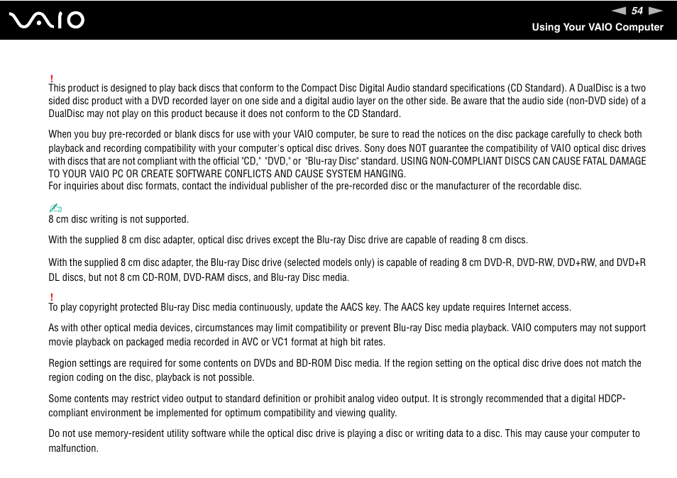 Sony VAIO VGC-LV200 User Manual | Page 54 / 206