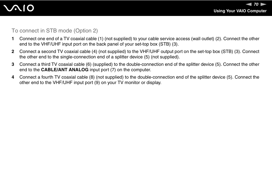 Sony VAIO VGC-LV200 User Manual | Page 70 / 206