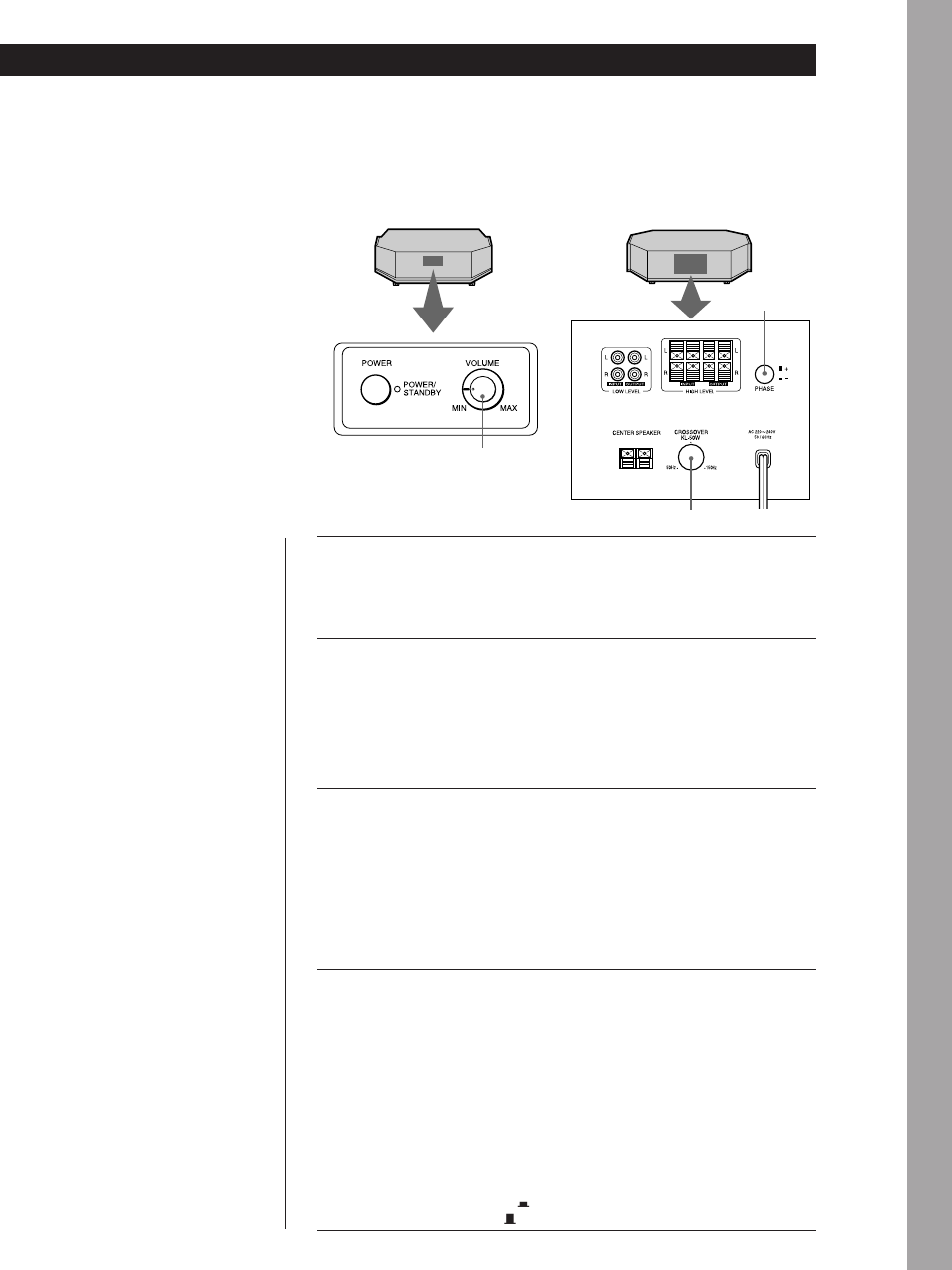 Regolazione del suono | Sony SA-KL50W User Manual | Page 49 / 84