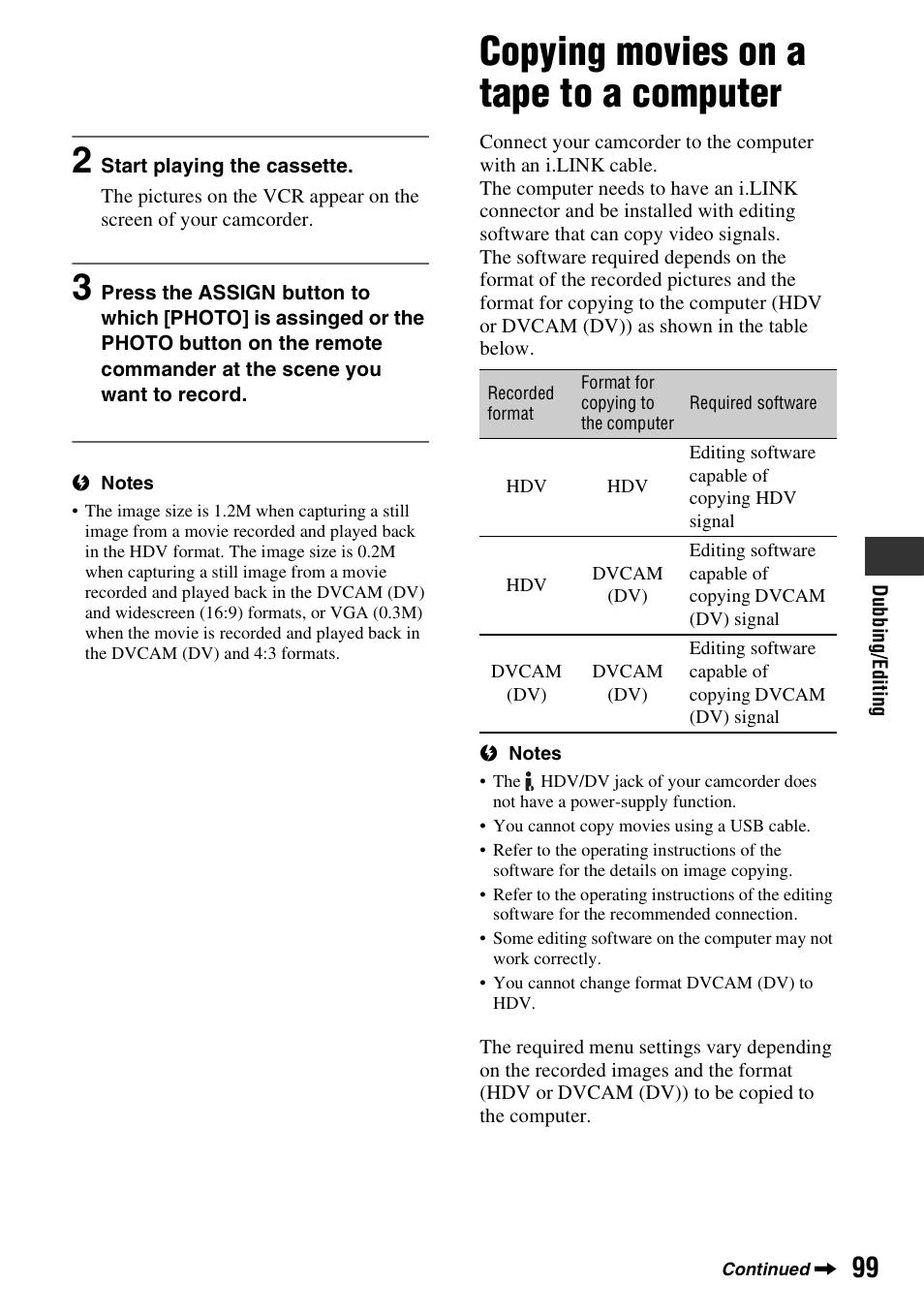 Copying movies on a tape to a computer | Sony 3-280-847-11(1) User Manual | Page 99 / 143