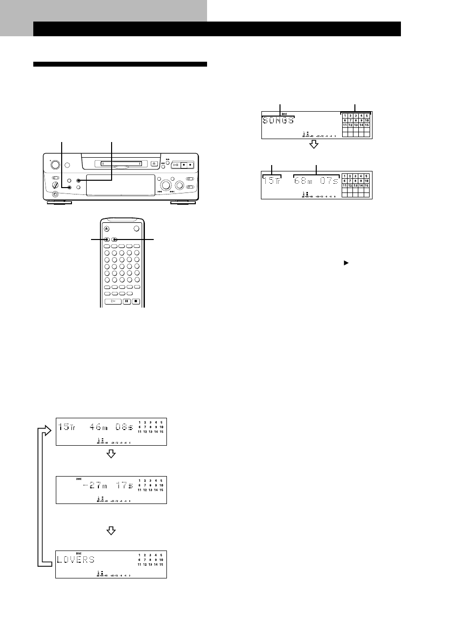 Using the display, Playing mds, Continued) | Sony MINIDISC DECK MDS-S38 User Manual | Page 17 / 112