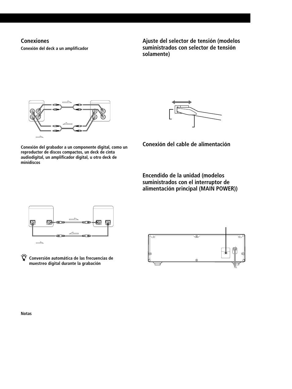 Preparativos, Conexiones, Conexión del cable de alimentación | Sony MINIDISC DECK MDS-S38 User Manual | Page 77 / 112