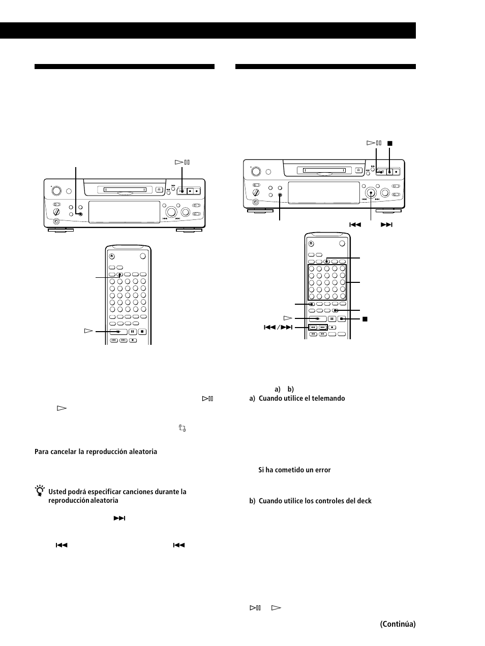 Reproducción de minidiscos, Continúa) | Sony MINIDISC DECK MDS-S38 User Manual | Page 93 / 112