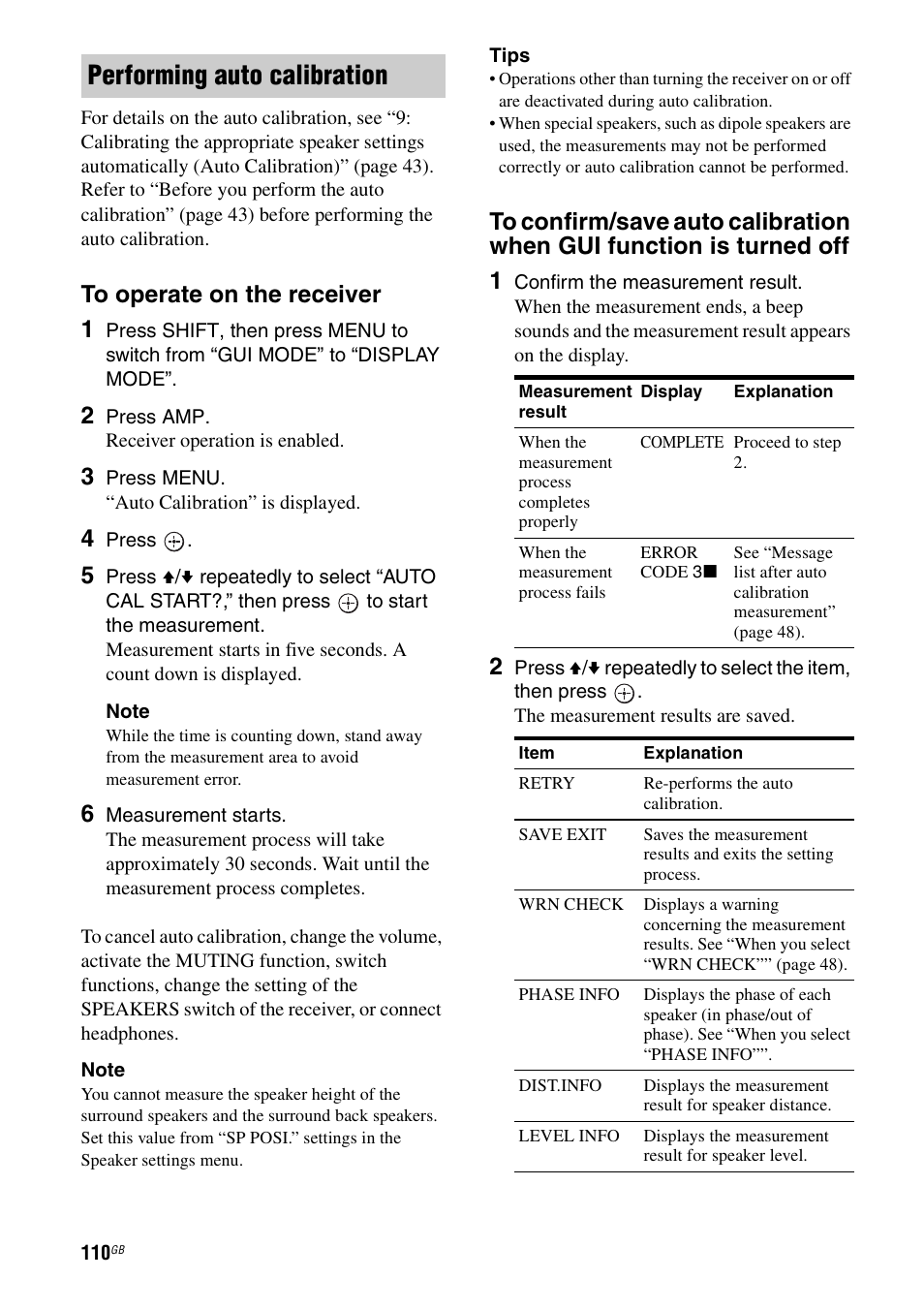 Performing auto calibration | Sony STR-DG2100 User Manual | Page 110 / 134