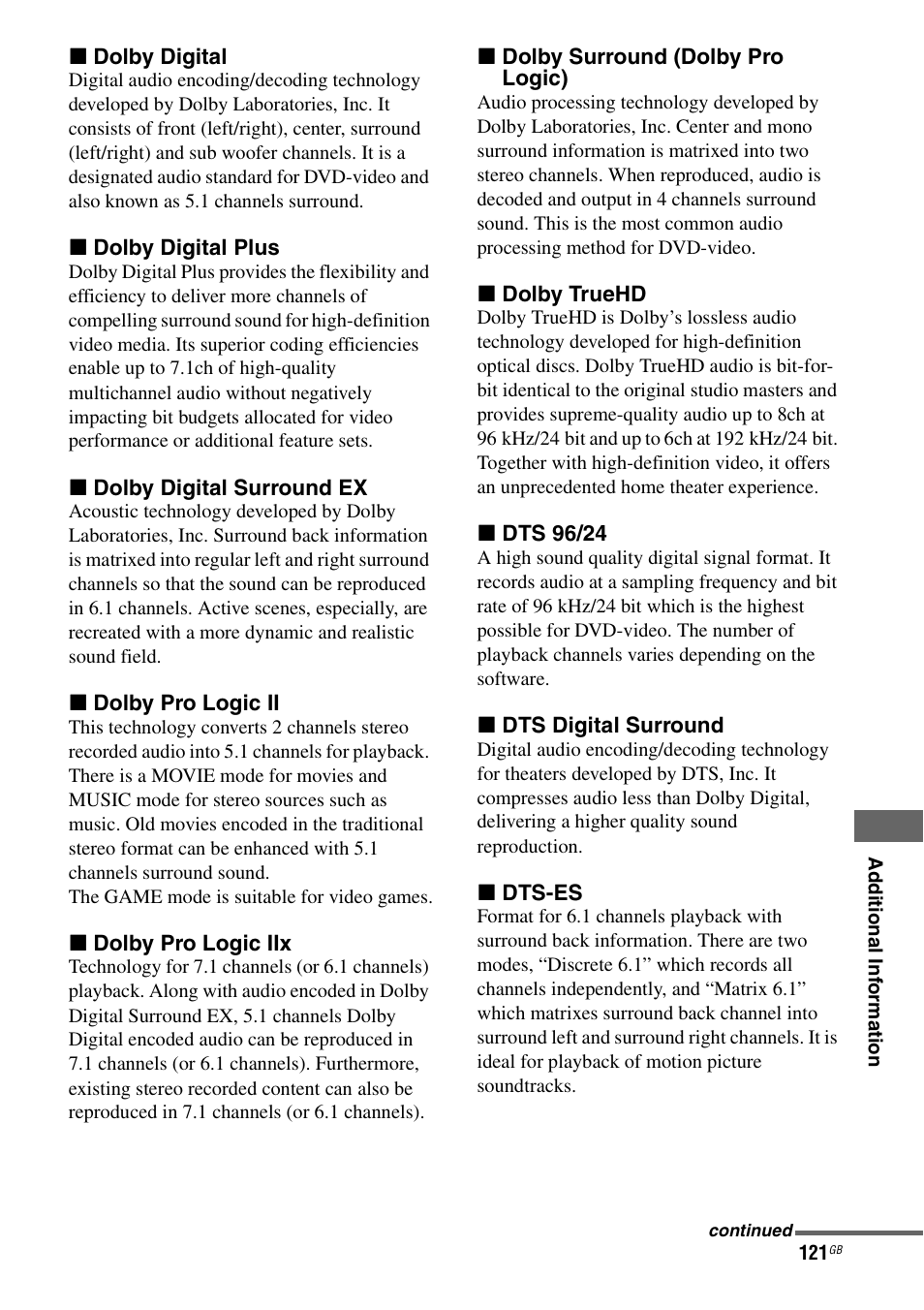 Sony STR-DG2100 User Manual | Page 121 / 134