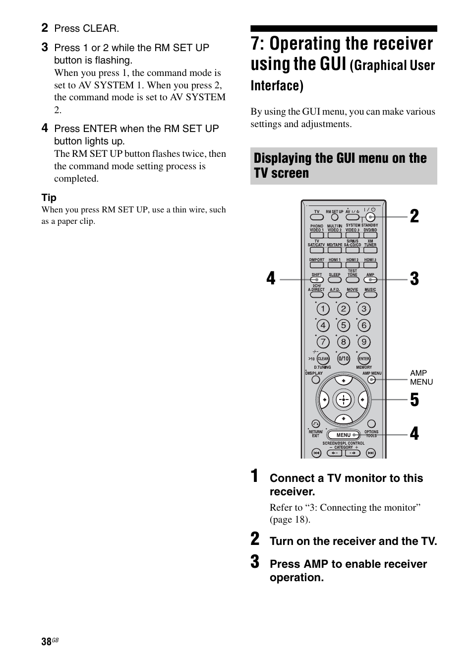 Operating the receiver using the gui, Graphical user interface) | Sony STR-DG2100 User Manual | Page 38 / 134